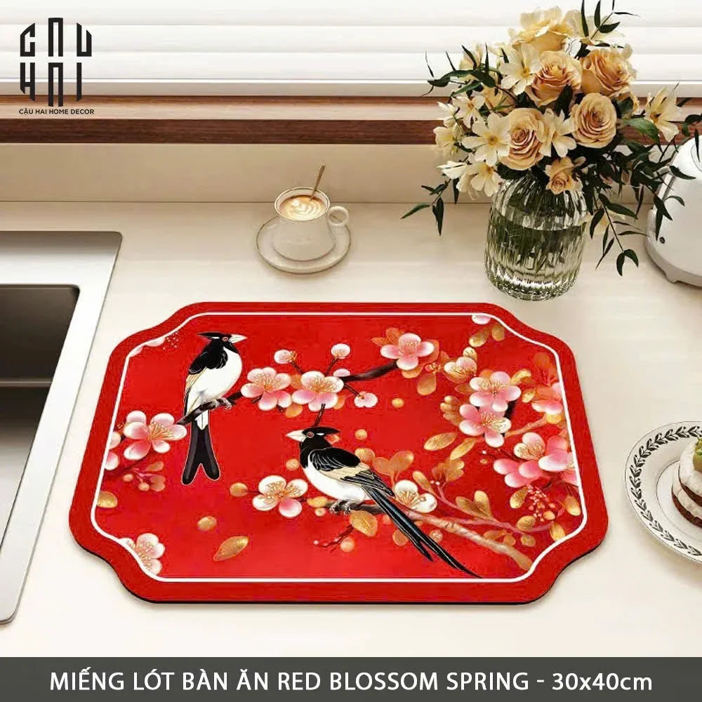 Tấm Lót Microfiber Red Blossom Spring 30X40Cm - CẬU HAI HOME DECOR