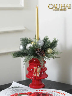 Tết Couture - Bình Hoa Christmas Mistletoe Pine Tree Vase Up-CẬU HAI HOME DECOR