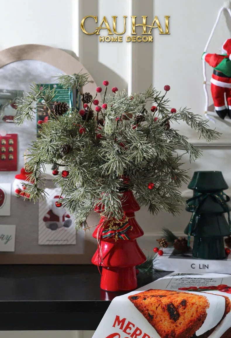Tết Couture - Bình Hoa Christmas Mistletoe Pine Tree Vase Up-CẬU HAI HOME DECOR