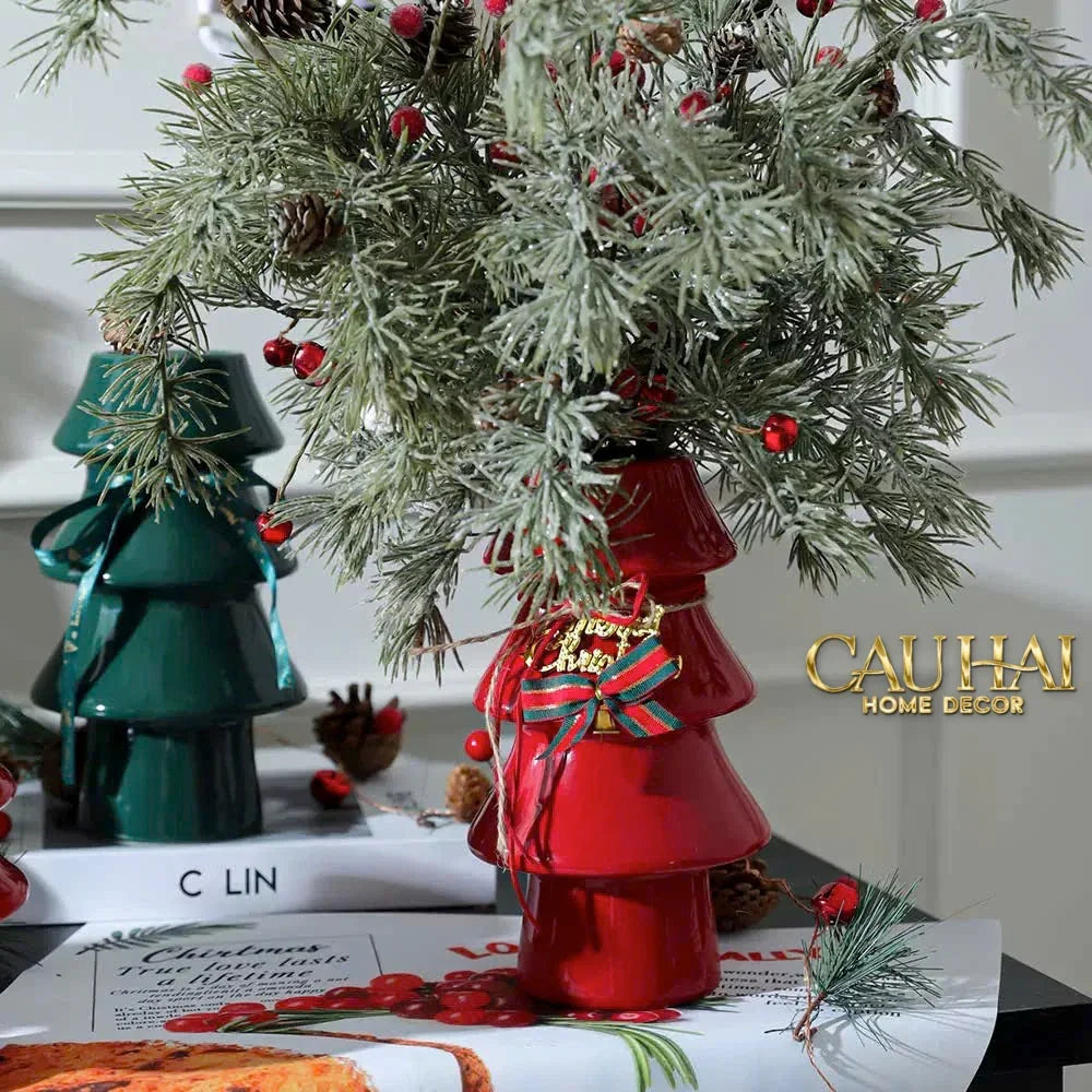 Tết Couture - Bình Hoa Christmas Mistletoe Pine Tree Vase Up-CẬU HAI HOME DECOR