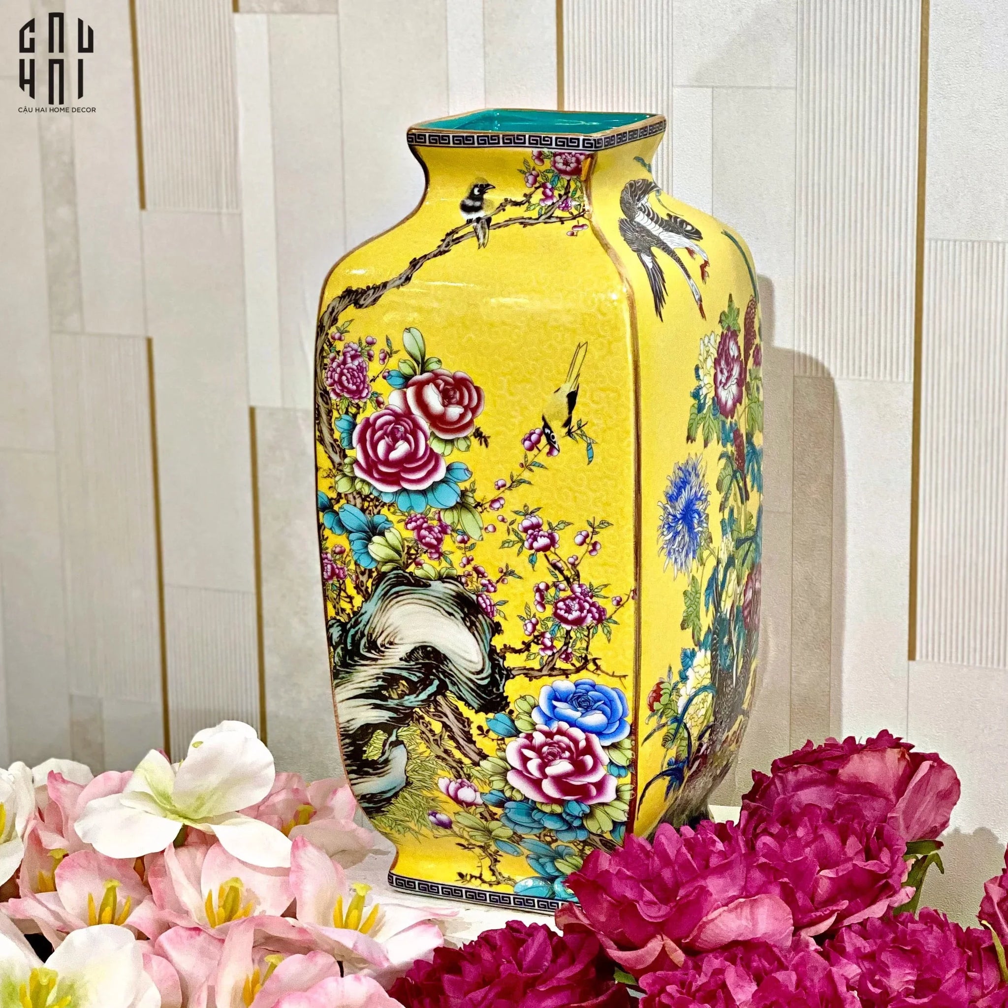 Tết Couture - Bình Hoa Đại Mẫu Đơn Minh Hoàng H42-CẬU HAI HOME DECOR