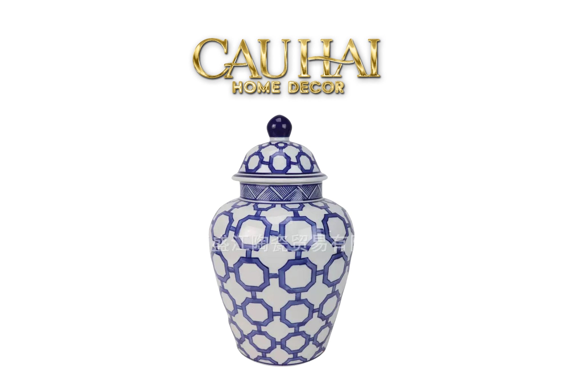 Tết Couture - Bình Hoa Indochine Ginger Jar Oriental Heritage – Bleu Treillis H35 - CẬU HAI HOME DECOR