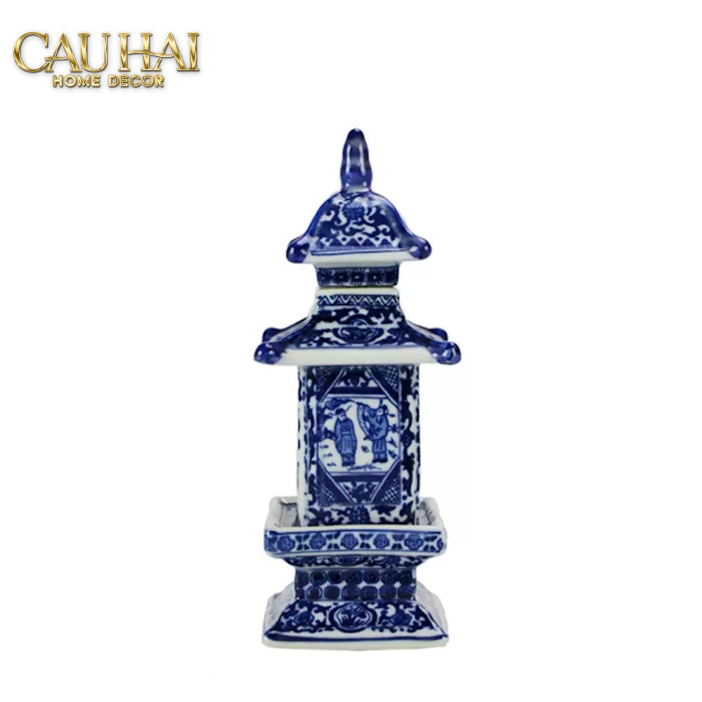 Tết Couture - Bình Hoa Indochine Thanh Hoa Các Indigo Porcelain Vases 7.5x21 - CẬU HAI HOME DECOR