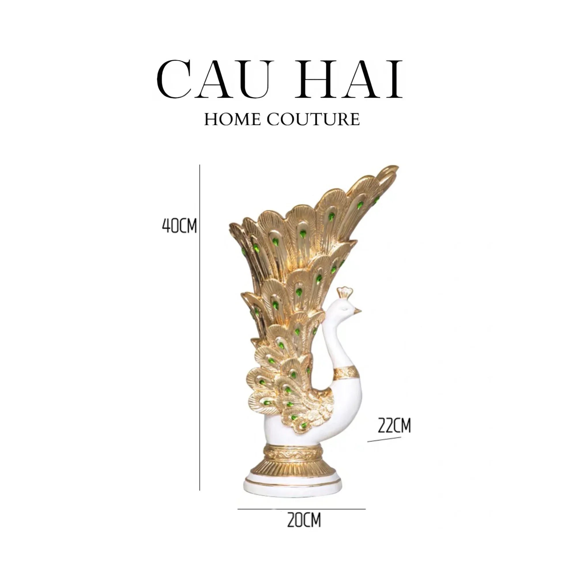 Tết Couture - Bình Hoa Khổng Tước Gemstone Aura 40 - CẬU HAI HOME DECOR