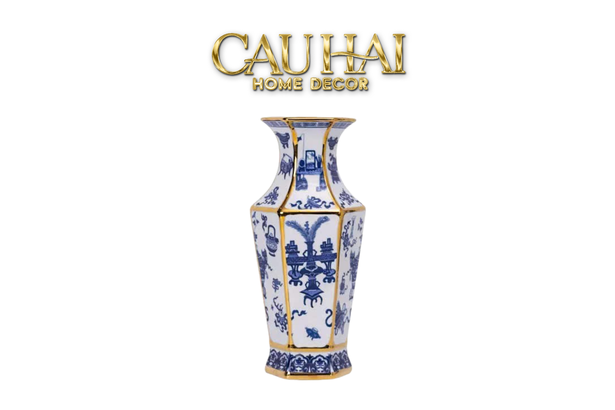 Tết Couture - Bình Hoa Kim Tôn Lăng Trấn - Indochine Indigo Porcelain Vase 41 - CẬU HAI HOME DECOR