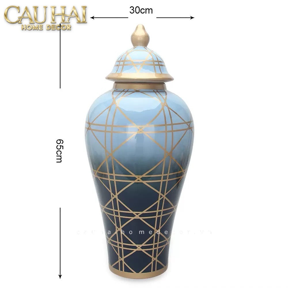 Tết Couture - Bình Hoa Ocean Gradation Cannage Porcelain H65/45 - CẬU HAI HOME DECOR