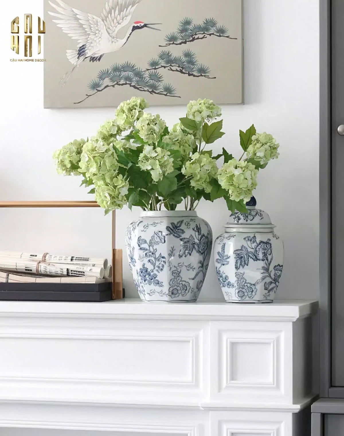"Tết" Couture - Bình Hoa Sứ Tráng Men Indochine Flora 11.5x29.5-BÌNH HOA-CẬU HAI HOME DECOR