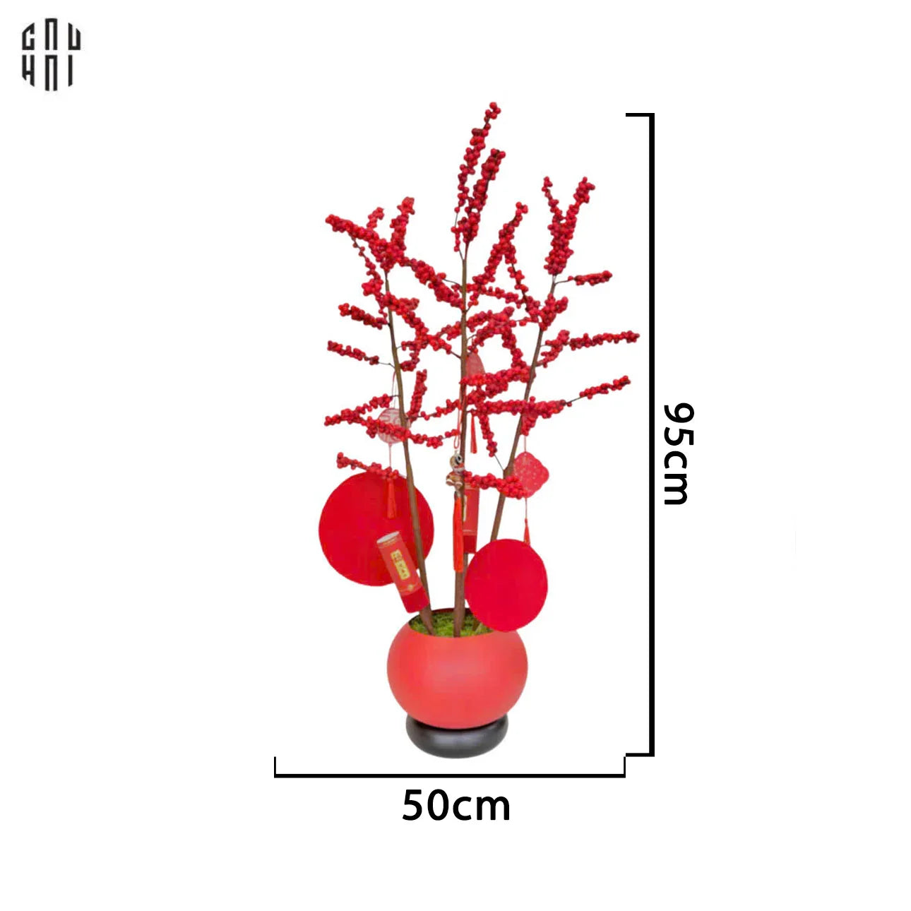 Tết Couture - Chậu Đào Đông Crimson Winterberry Festive-CẬU HAI HOME DECOR