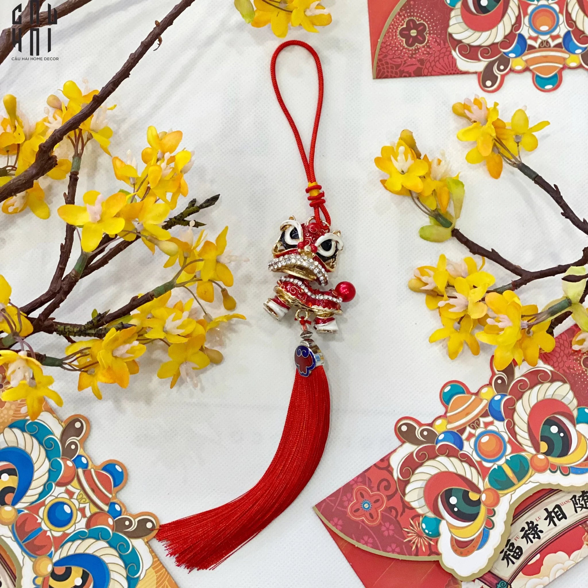 Tết Couture - Dây Treo Kim Lân Đỏ-CẬU HAI HOME DECOR