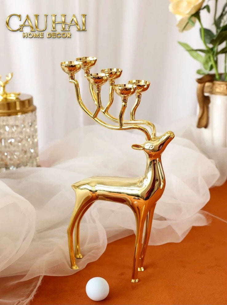Tết Couture - Đế Nến Hươu Lumière Du Cerf – Gilded Candle Holder Antler - CẬU HAI HOME DECOR