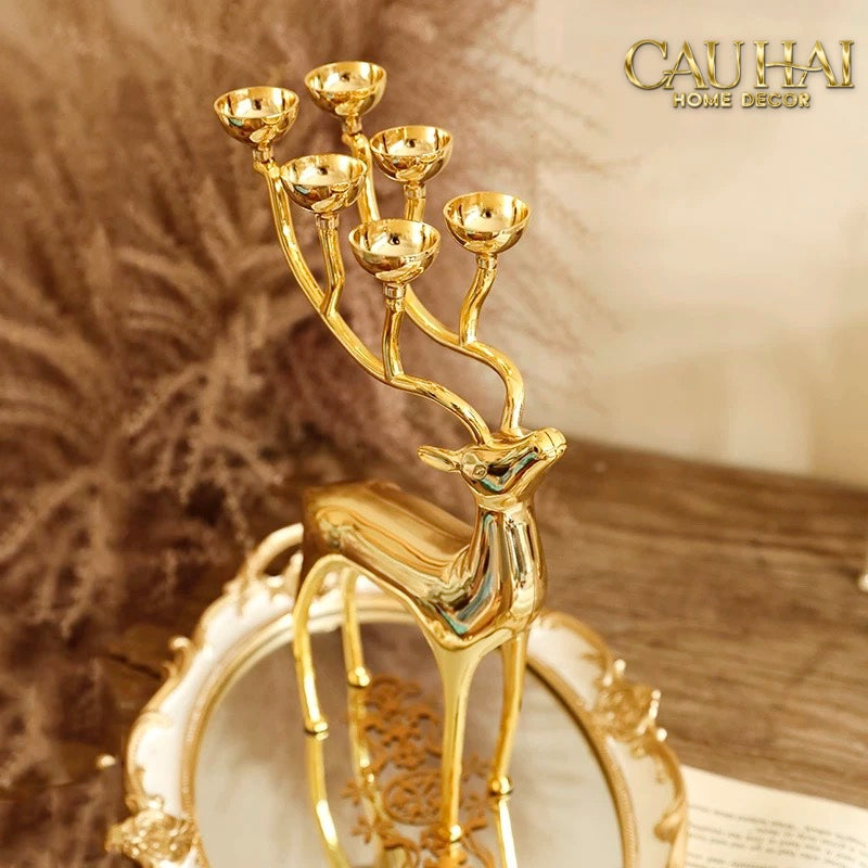 Tết Couture - Đế Nến Hươu Lumière Du Cerf – Gilded Candle Holder Antler - CẬU HAI HOME DECOR