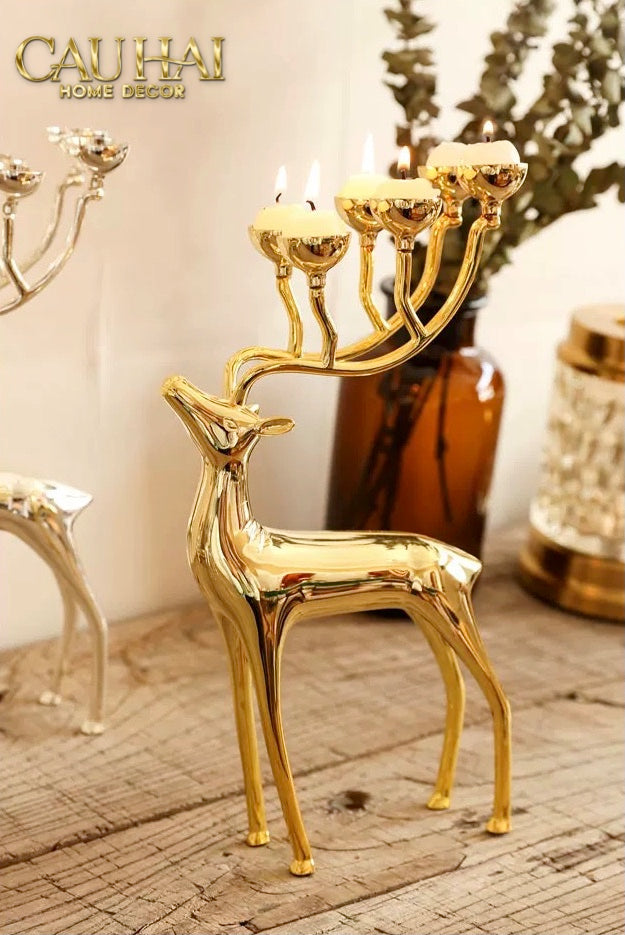 Tết Couture - Đế Nến Hươu Lumière Du Cerf – Gilded Candle Holder Antler - CẬU HAI HOME DECOR