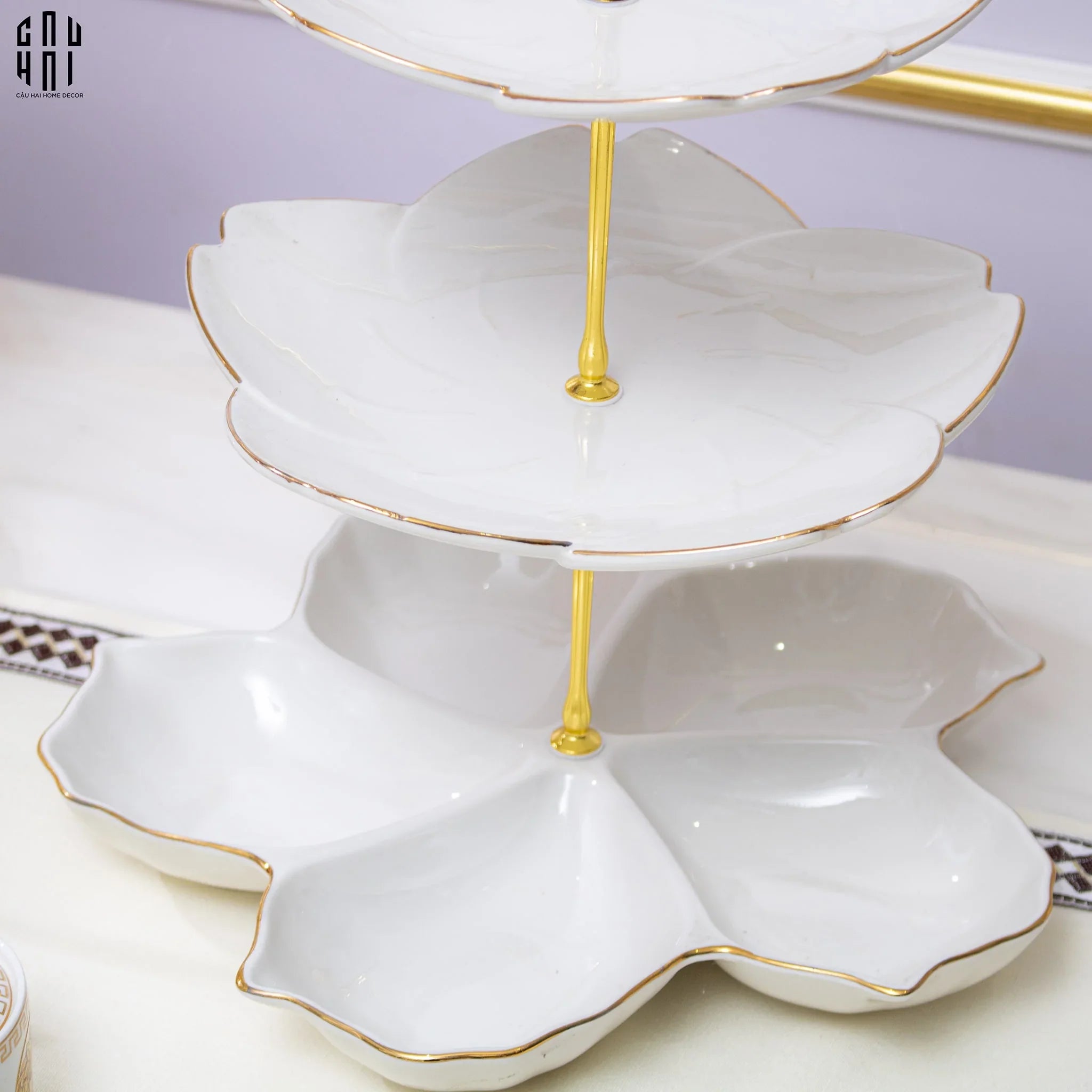 Tết Couture - Đĩa Bánh 3 Tầng Jasmine Étagère Trois Niveaux-CẬU HAI HOME DECOR