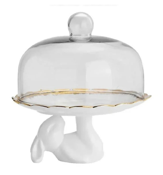 Đĩa Bánh Cloche Lapin Céramique Plateau