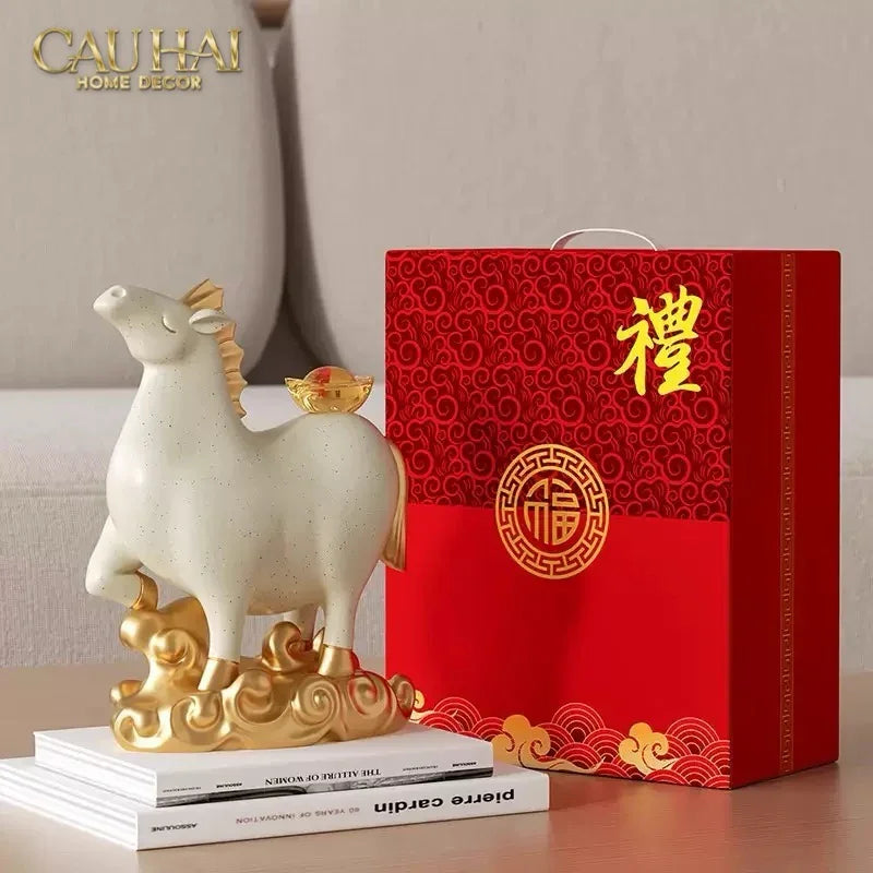 Tết Couture - Gift Set Tượng Ngựa Bạch Mã Kim Nguyên Bảo 2026-CẬU HAI HOME DECOR