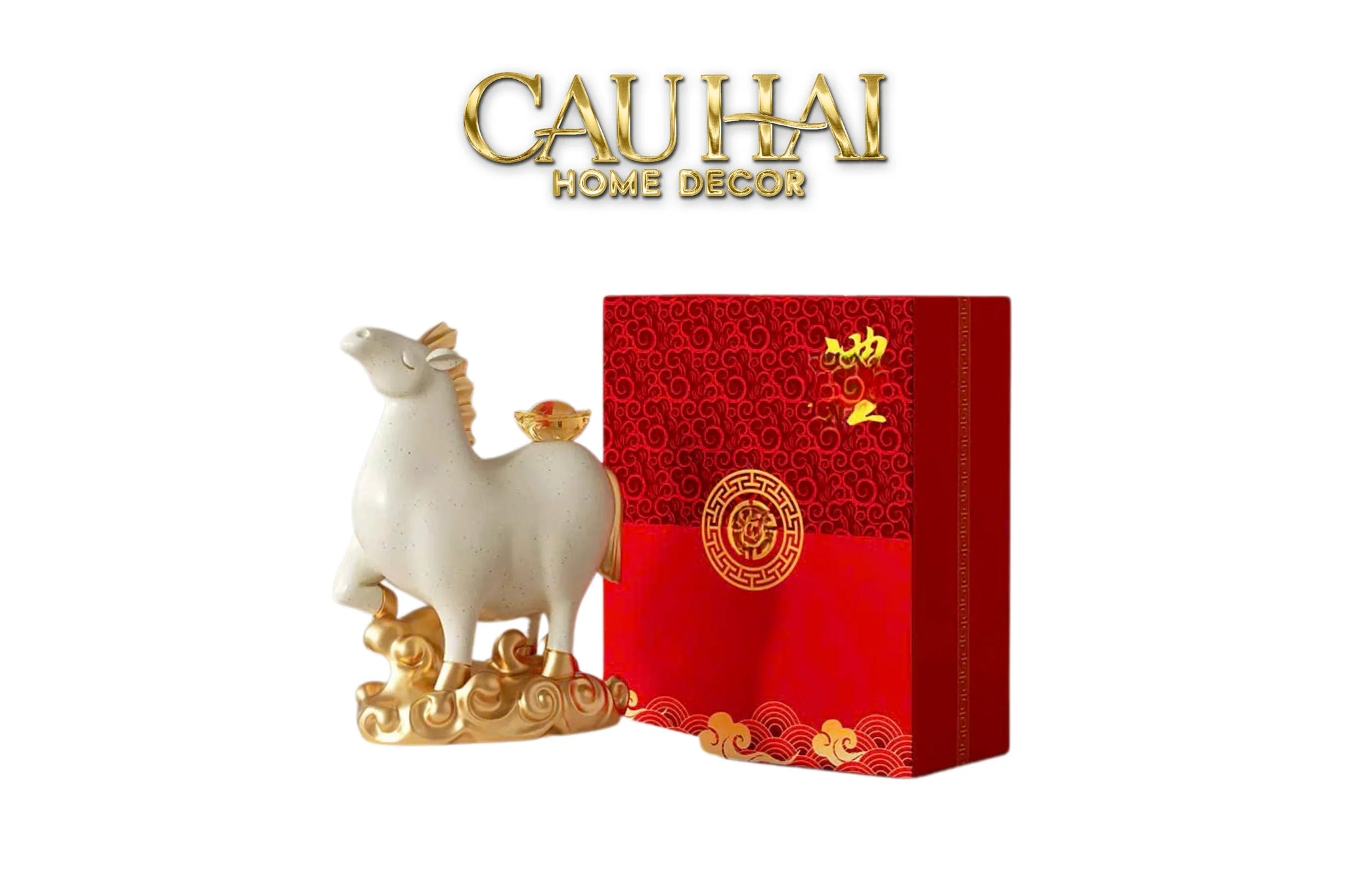 Tết Couture - Gift Set Tượng Ngựa Bạch Mã Kim Nguyên Bảo 2026-CẬU HAI HOME DECOR