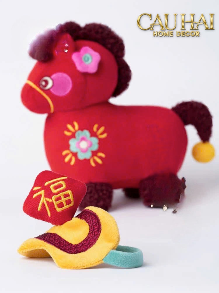 Tết Couture - Gối Chu Mã Cát Tường Tufted Art Cushion 38x39 - CẬU HAI HOME DECOR