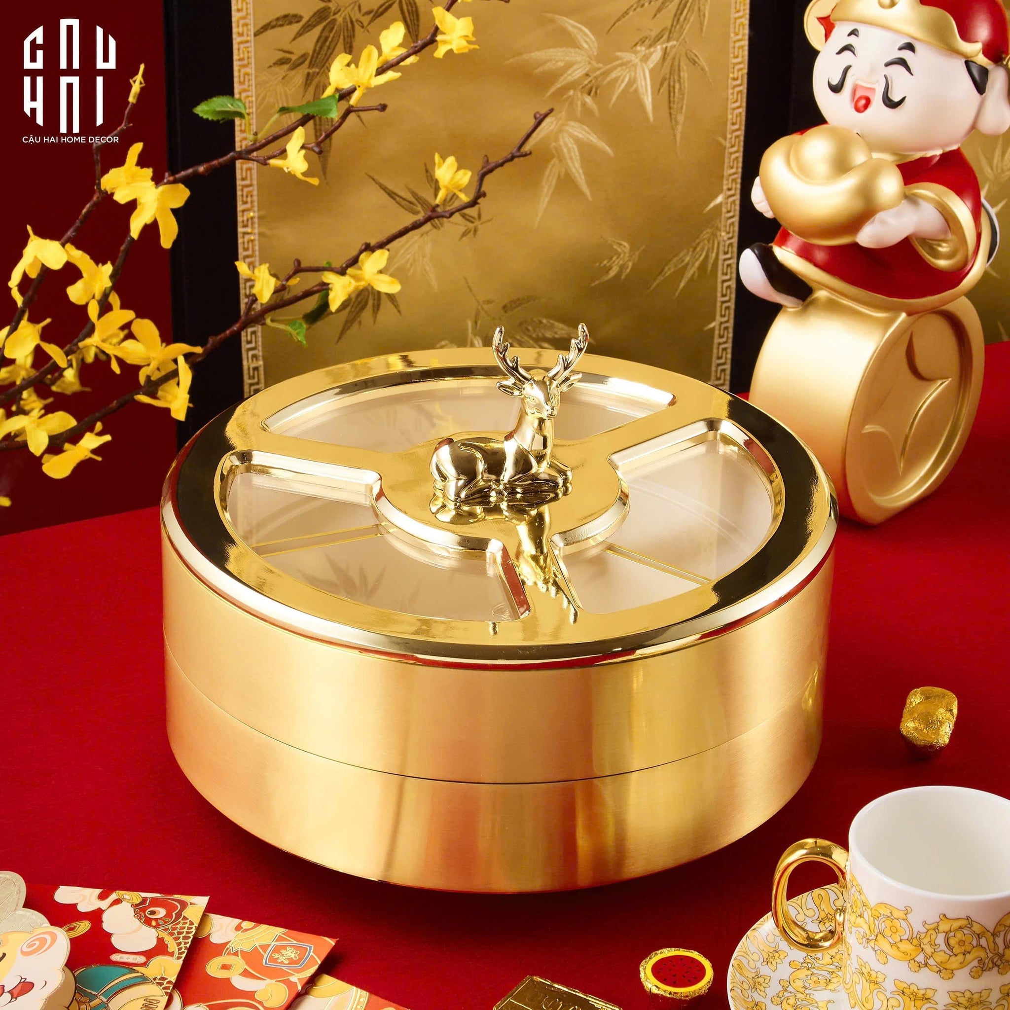 Tết Couture - Hộp Bánh Mứt 2 Tầng Boîte Exquise - Antler Portrait - CẬU HAI HOME DECOR