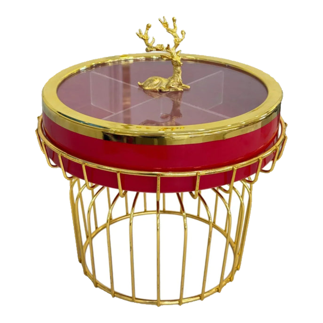 Hộp Bánh Mứt Sứ Tráng Men Rouge Golden Elk