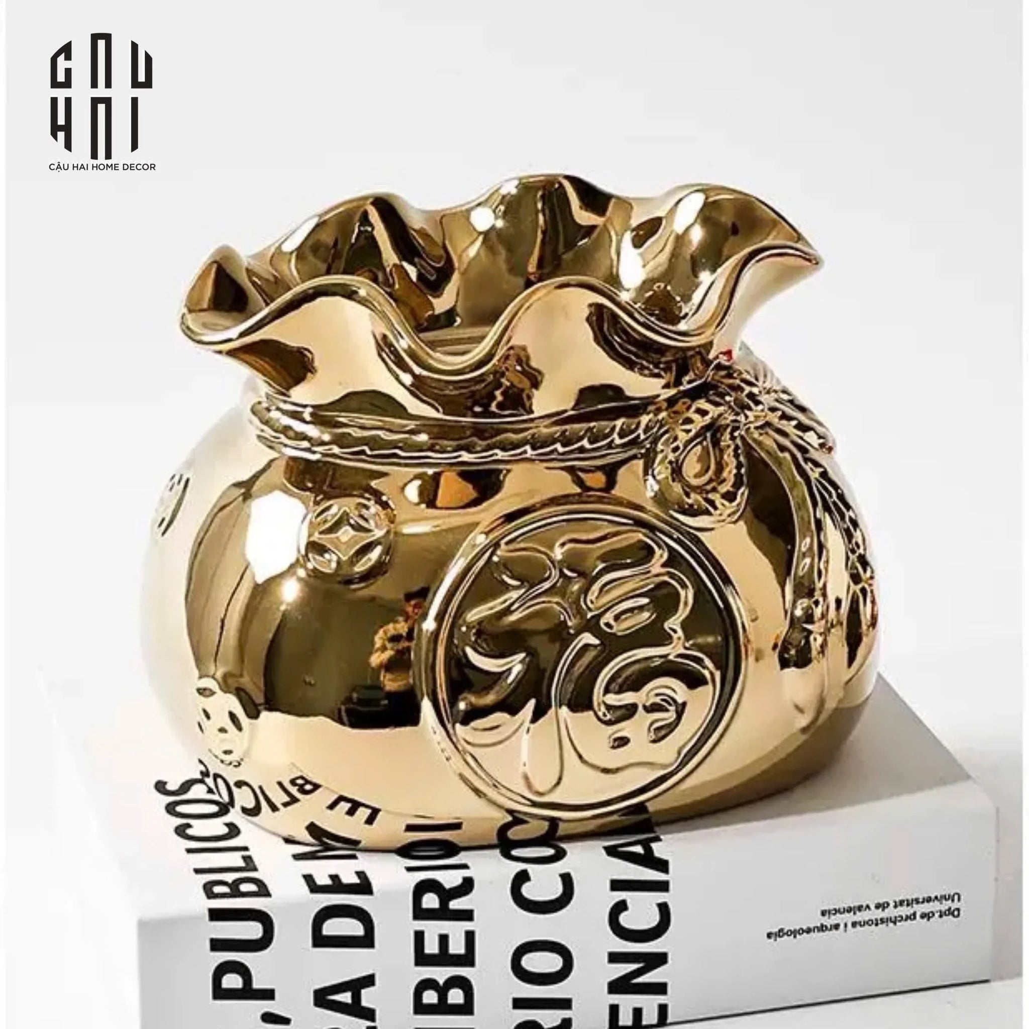 Tết Couture - Hộp Khăn Giấy "Túi Phúc" Golden Fuku - CẬU HAI HOME DECOR