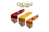 Tết Couture - Khăn Trải Bàn Kim Diệp Hoàng Ngân 2m4 Luxury Embroidered Silk Table Runner-CẬU HAI HOME DECOR