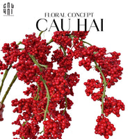 Tết Couture - Set 2 Cành Đào Đông Petite Grappe Rouge D’Hiver-CẬU HAI HOME DECOR