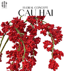 Tết Couture - Set 2 Cành Đào Đông Petite Grappe Rouge D’Hiver-CẬU HAI HOME DECOR