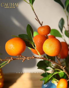 Tết Couture - Set 2 Cành Quả Quýt Tangerines Ember/Amber-CẬU HAI HOME DECOR