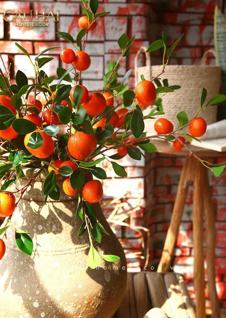 Tết Couture - Set 2 Cành Quả Quýt Tangerines Ember/Amber-CẬU HAI HOME DECOR