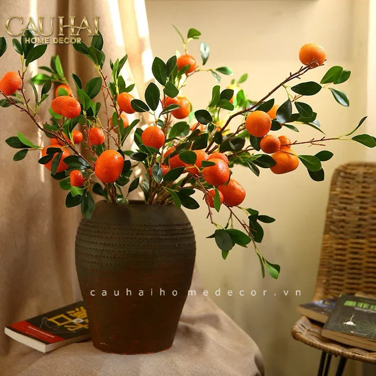 Tết Couture - Set 2 Cành Quả Quýt Tangerines Ember/Amber-CẬU HAI HOME DECOR