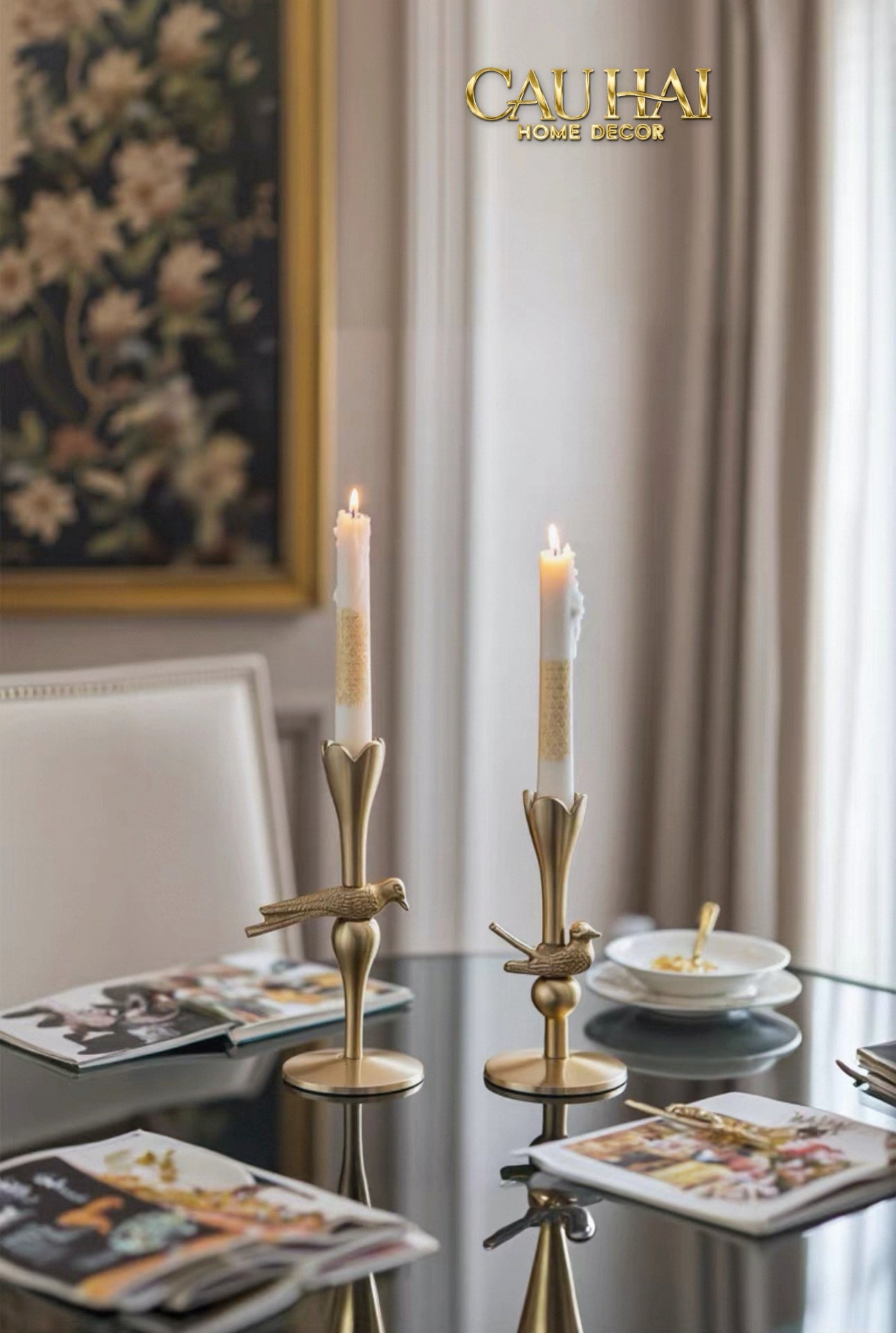 Tết Couture - Set 2 Đế Nến Brasson Bird Harmonia Candle Holders - CẬU HAI HOME DECOR