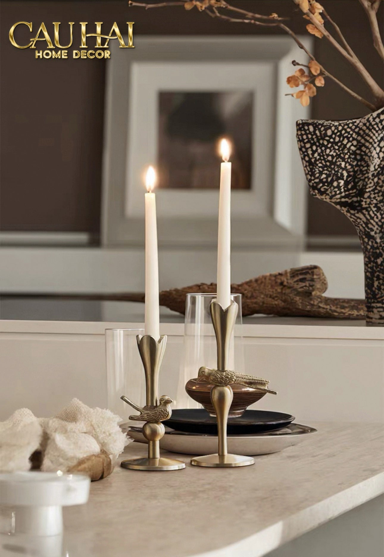 Tết Couture - Set 2 Đế Nến Brasson Bird Harmonia Candle Holders - CẬU HAI HOME DECOR