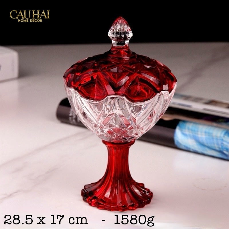 Tết Couture - Set 2 Lọ Thuỷ Tinh Ruby Candy Lumiere Plateau - CẬU HAI HOME DECOR