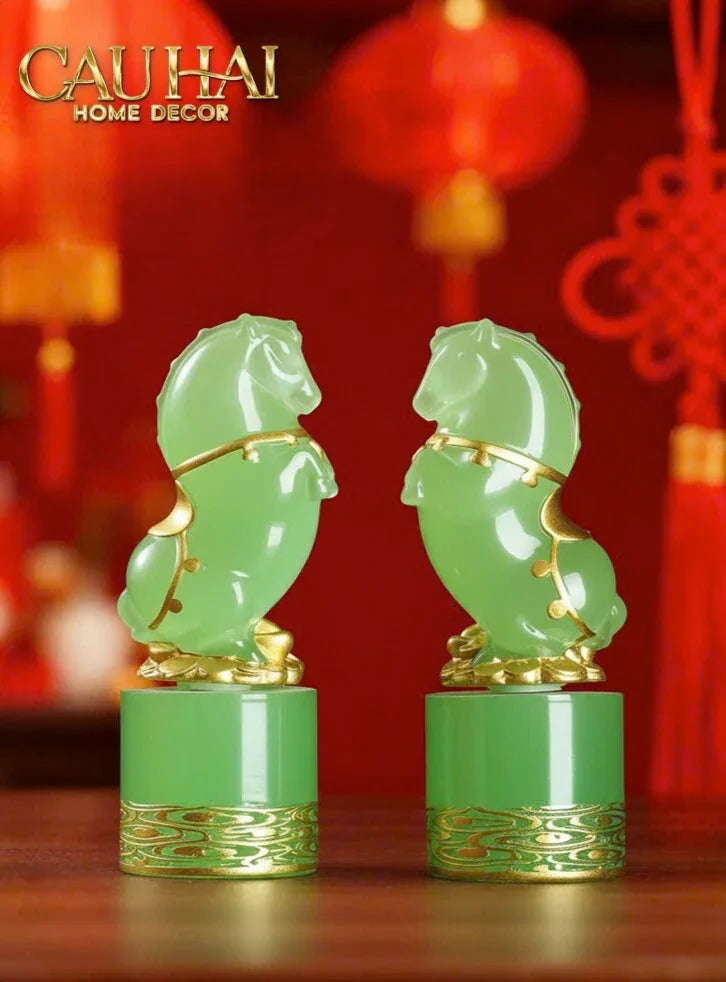 Tết Couture - Set 2 Tượng Lục Bảo Kim Mã 12.5cm Gift Box-CẬU HAI HOME DECOR