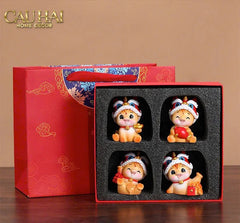 Tết Couture - Set 4 Tượng Lân Mã Tứ Hỷ Emperor Palace Gift Box.-CẬU HAI HOME DECOR