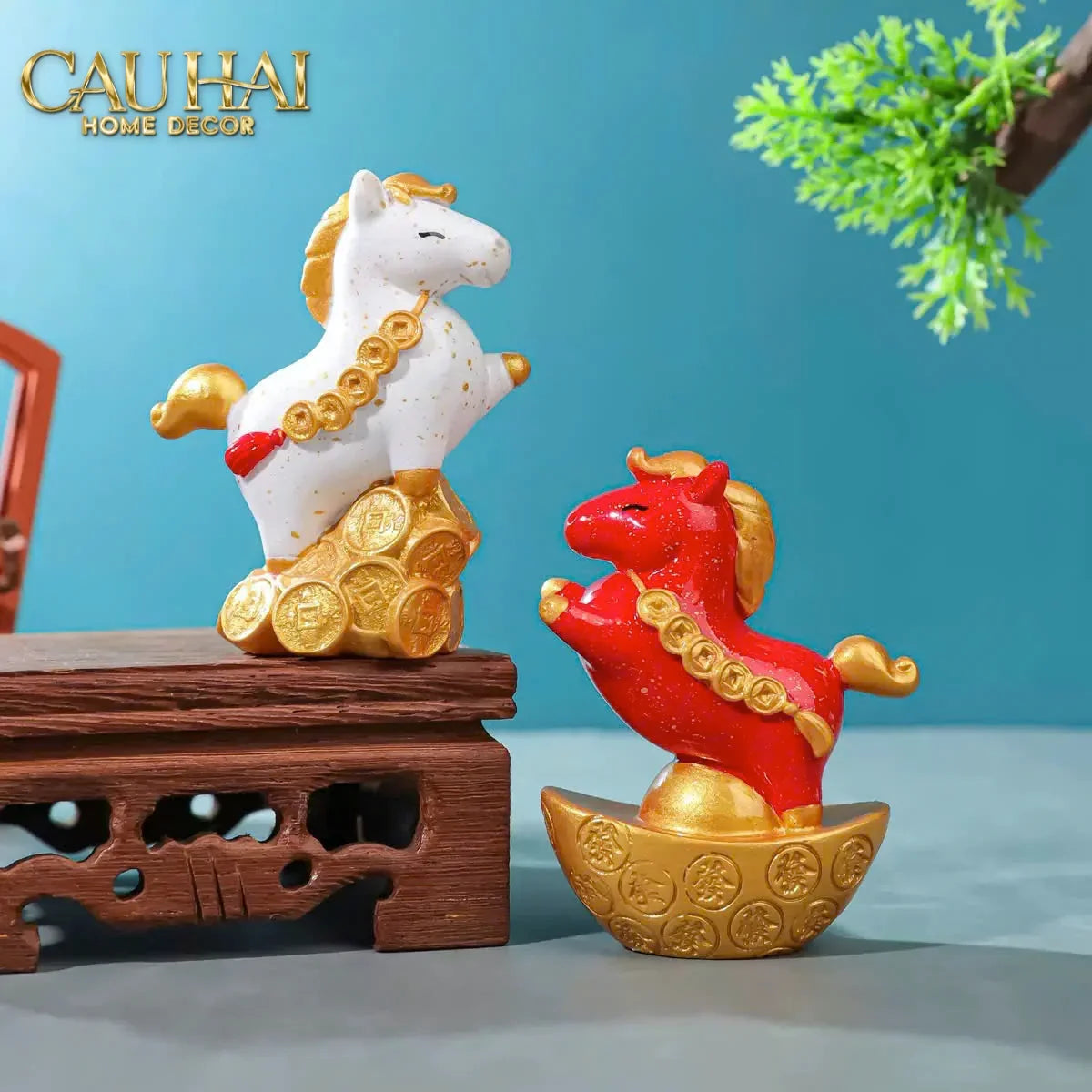 Tết Couture - Set 4 Tượng Ngựa Tứ Hỷ Silhouette du Bonheur Cheval-CẬU HAI HOME DECOR
