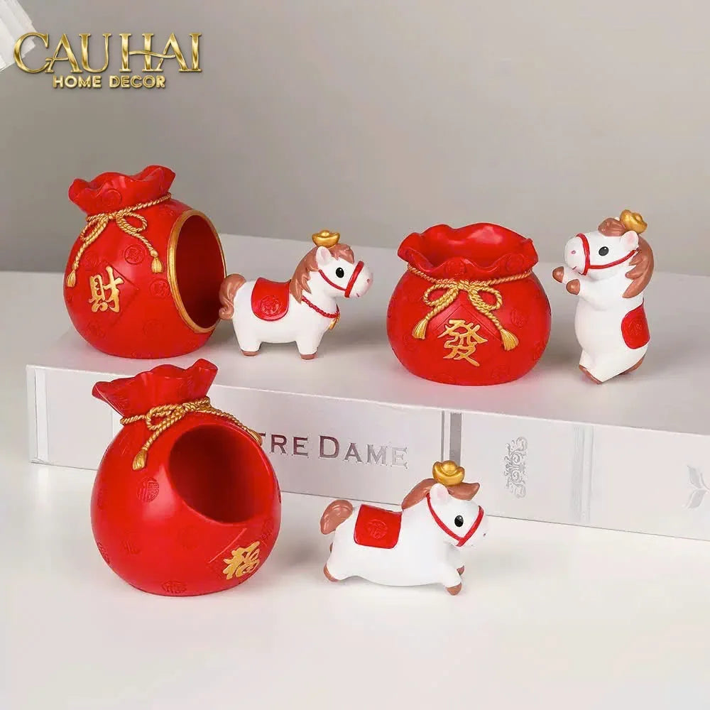 Tết Couture - Set 4 Tượng Ngựa Tứ Hỷ Silhouette du Bonheur Cheval-CẬU HAI HOME DECOR