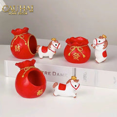Tết Couture - Set 4 Tượng Ngựa Tứ Hỷ Silhouette du Bonheur Cheval-CẬU HAI HOME DECOR
