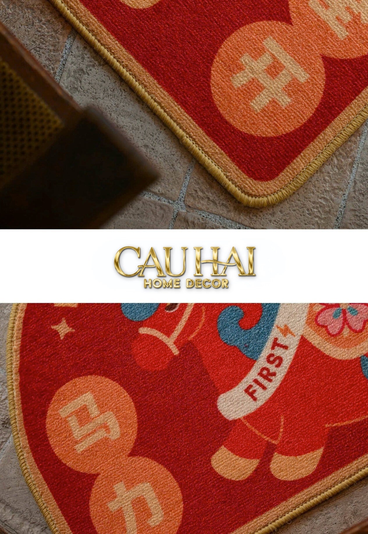 Tết Couture - Thảm Cửa Nhung Bỉ Kim Mã Vượng Tài 80 & 120 - CẬU HAI HOME DECOR