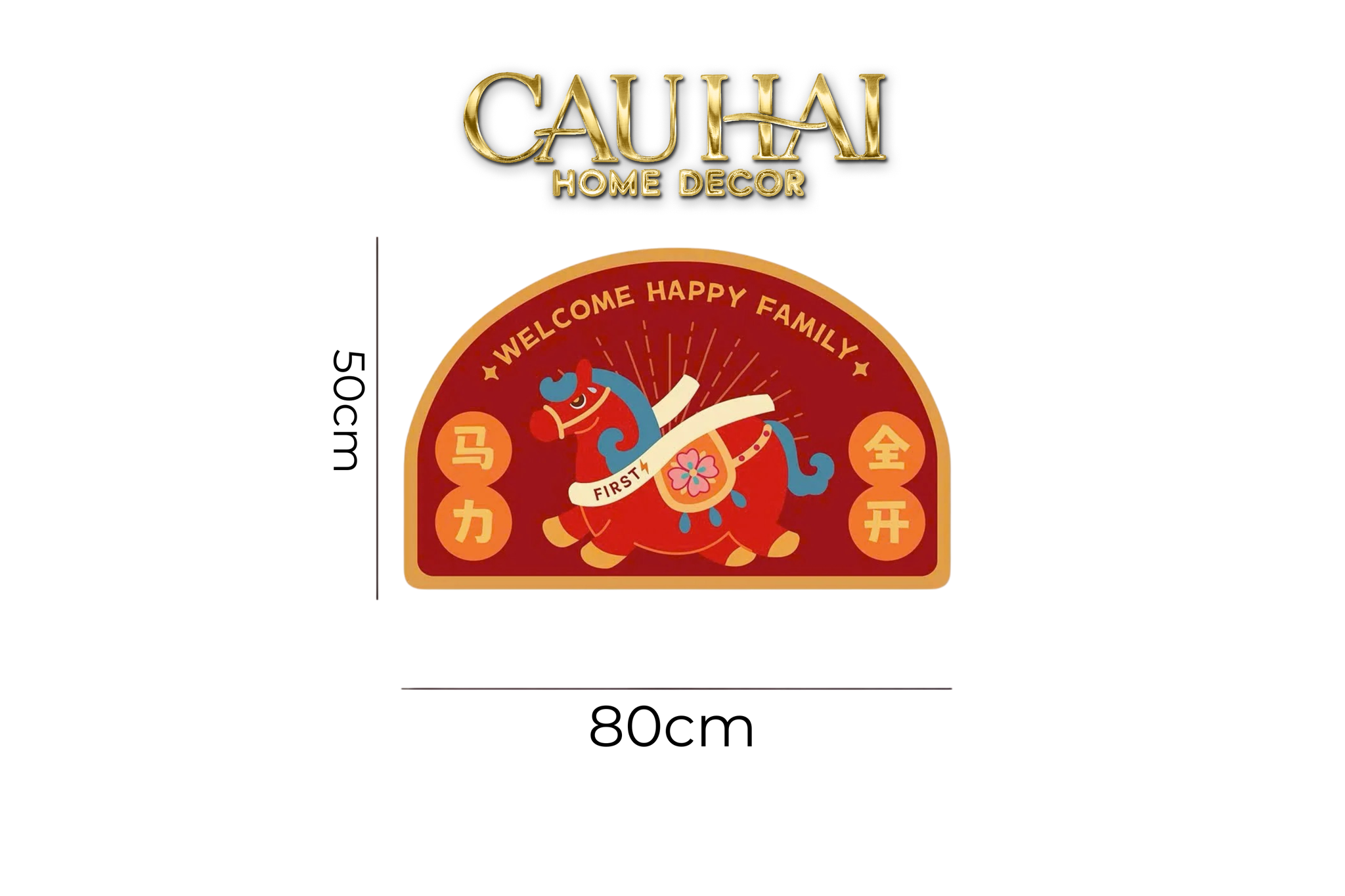 Tết Couture - Thảm Cửa Nhung Bỉ Kim Mã Vượng Tài 80 & 120 - CẬU HAI HOME DECOR