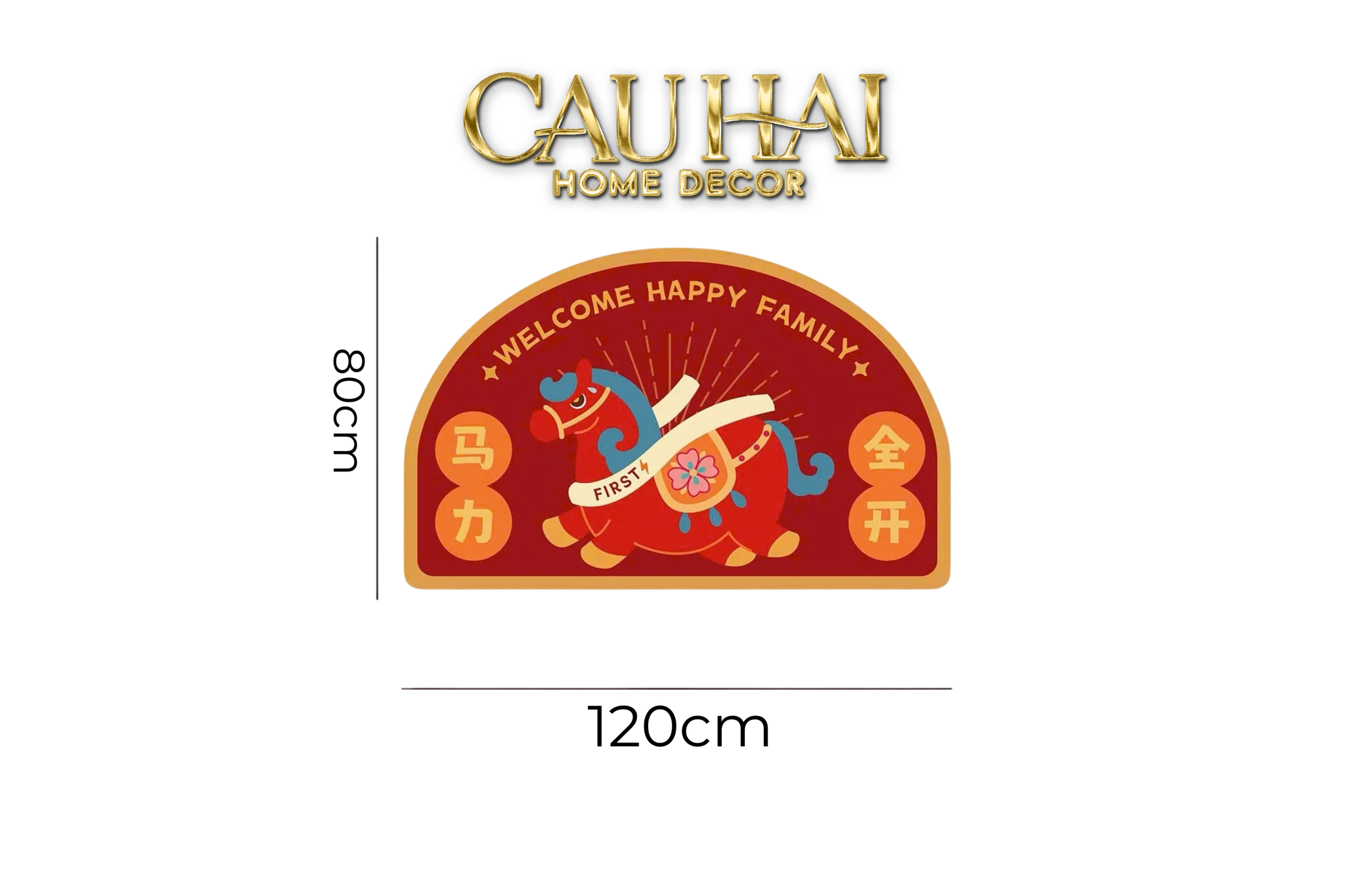 Tết Couture - Thảm Cửa Nhung Bỉ Kim Mã Vượng Tài 80 & 120 - CẬU HAI HOME DECOR