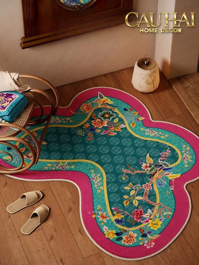 Tết Couture - Thảm Sợi Dệt Gen10 80x107 Papillon Oriental Poetic Mixology – Floral Art Rug - CẬU HAI HOME DECOR