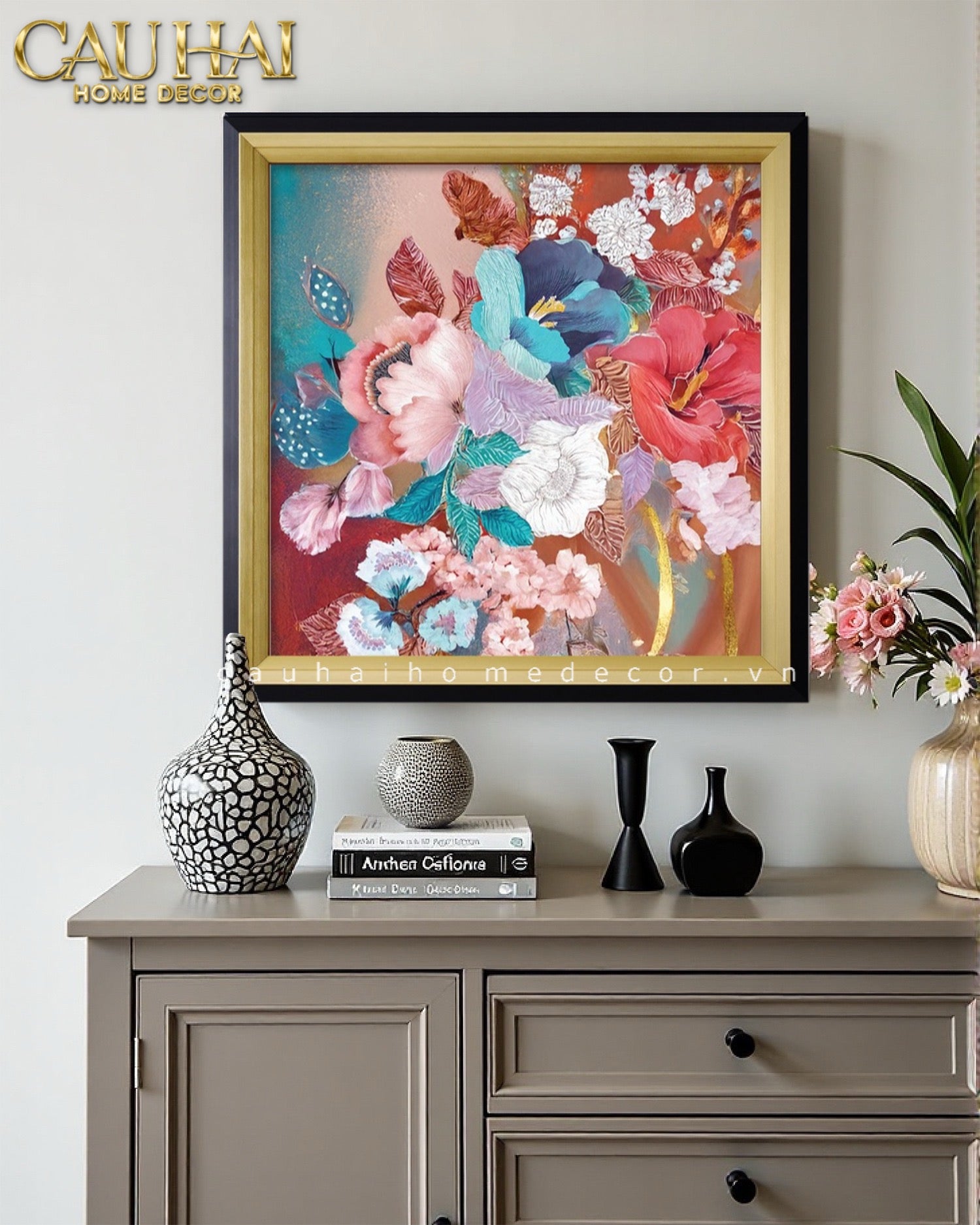 Tết Couture - Tranh Canvas Uv Gen5 Flora De Fortune Blossom Harmony 108x108 - CẬU HAI HOME DECOR