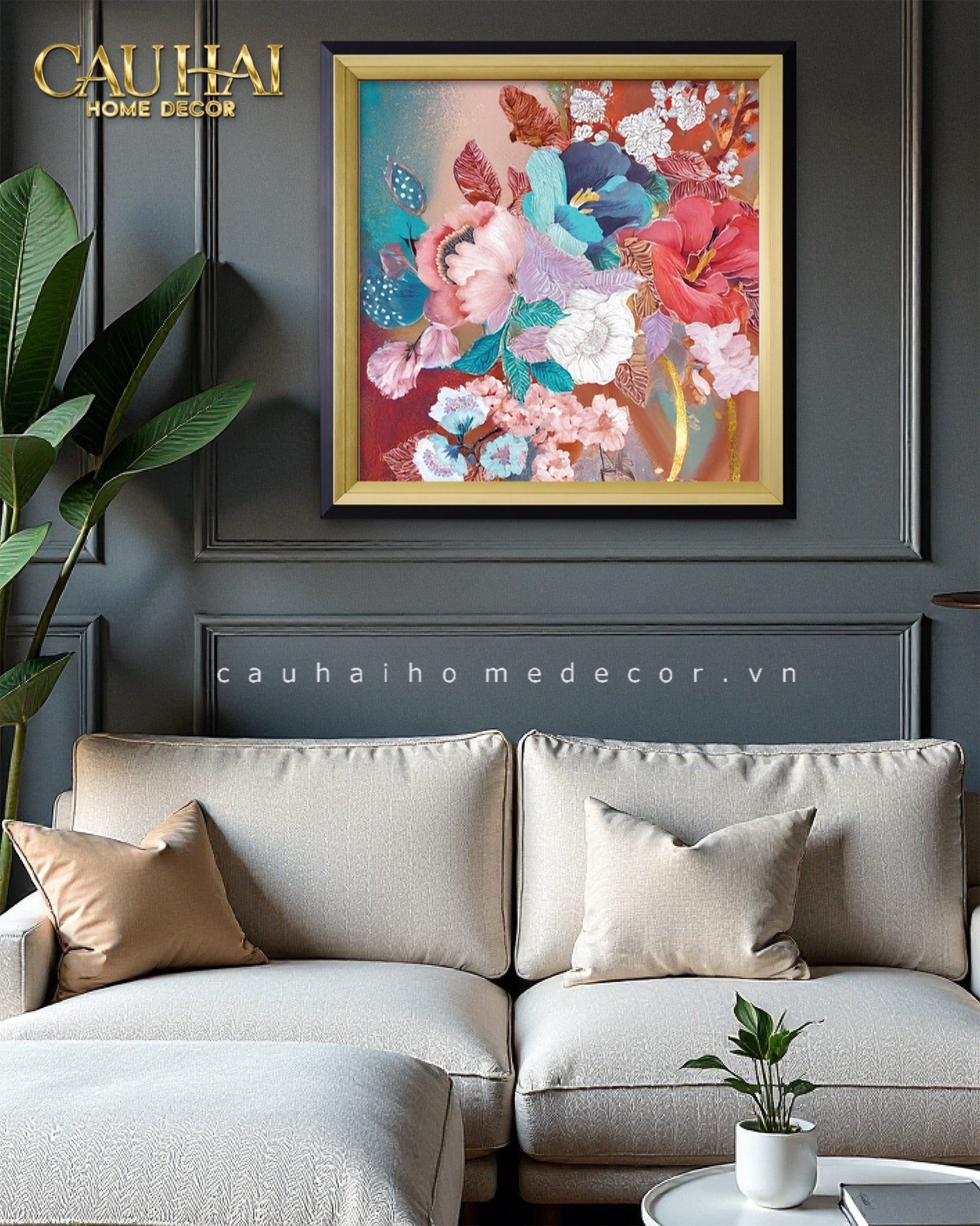 Tết Couture - Tranh Canvas Uv Gen5 Flora De Fortune Blossom Harmony 108x108 - CẬU HAI HOME DECOR