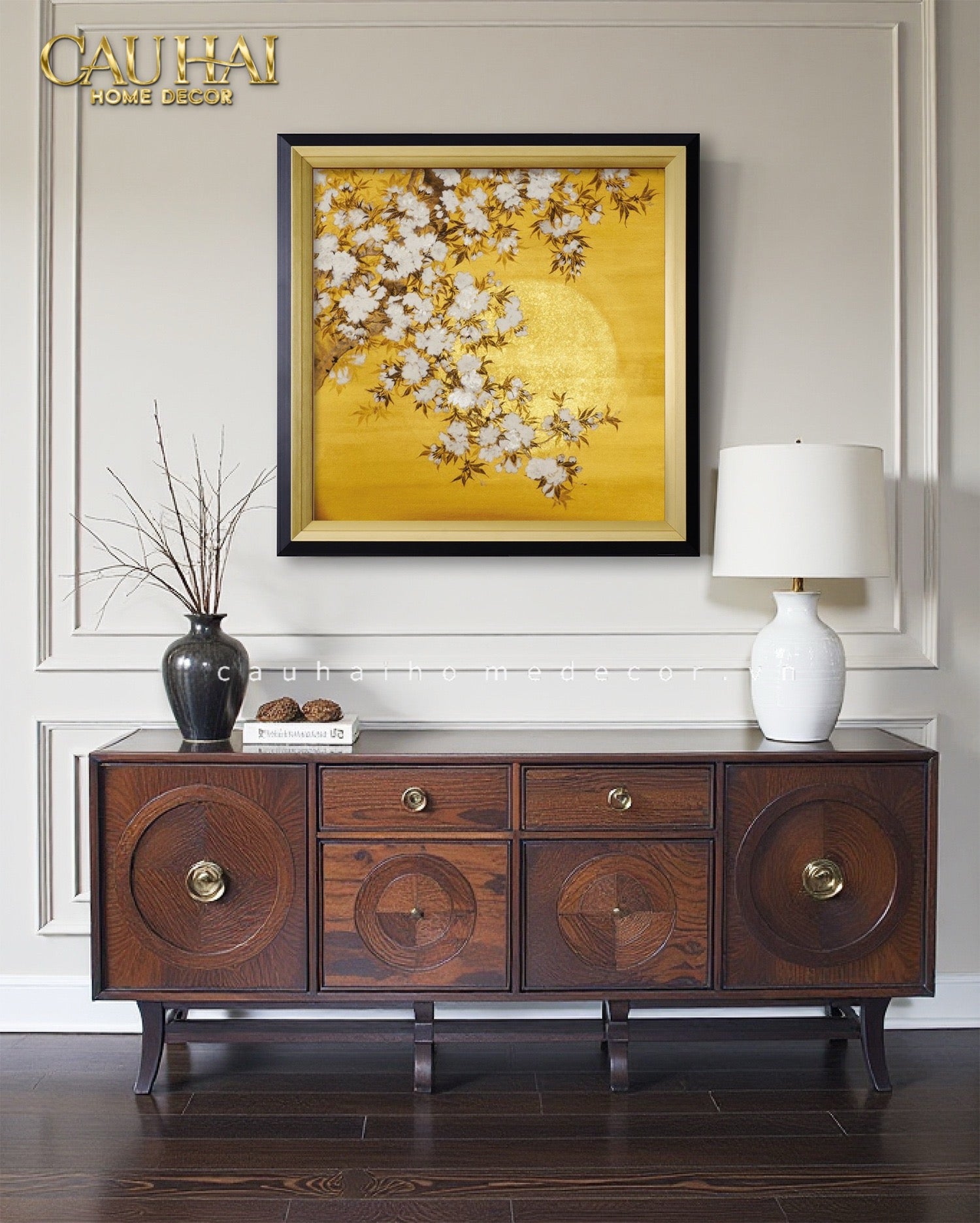 Tết Couture - Tranh Canvas Uv Gen5 Flora De Fortune Hoàng Kim Xuân 108x108 - CẬU HAI HOME DECOR