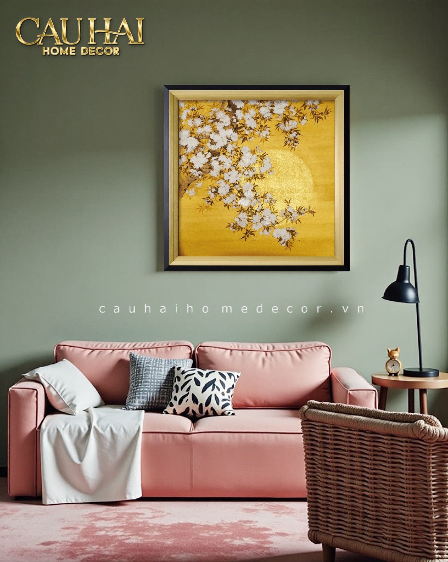 Tết Couture - Tranh Canvas Uv Gen5 Flora De Fortune Hoàng Kim Xuân 108x108 - CẬU HAI HOME DECOR