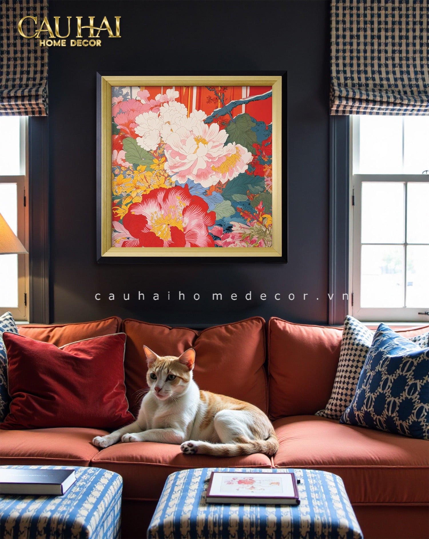 Tết Couture - Tranh Canvas Uv Gen5 Flora De Fortune Peony Prosperity 108x108 - CẬU HAI HOME DECOR