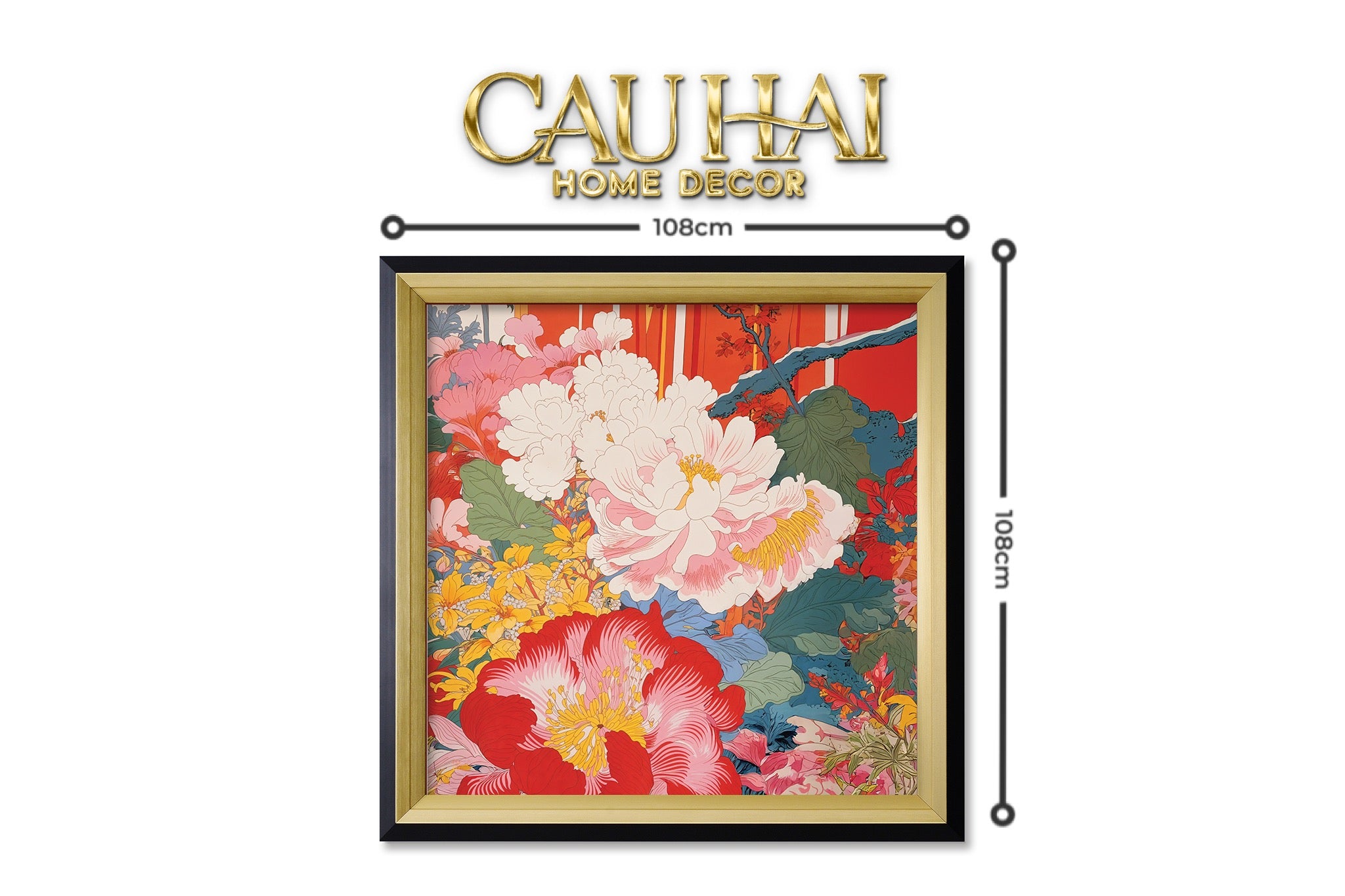 Tết Couture - Tranh Canvas Uv Gen5 Flora De Fortune Peony Prosperity 108x108 - CẬU HAI HOME DECOR