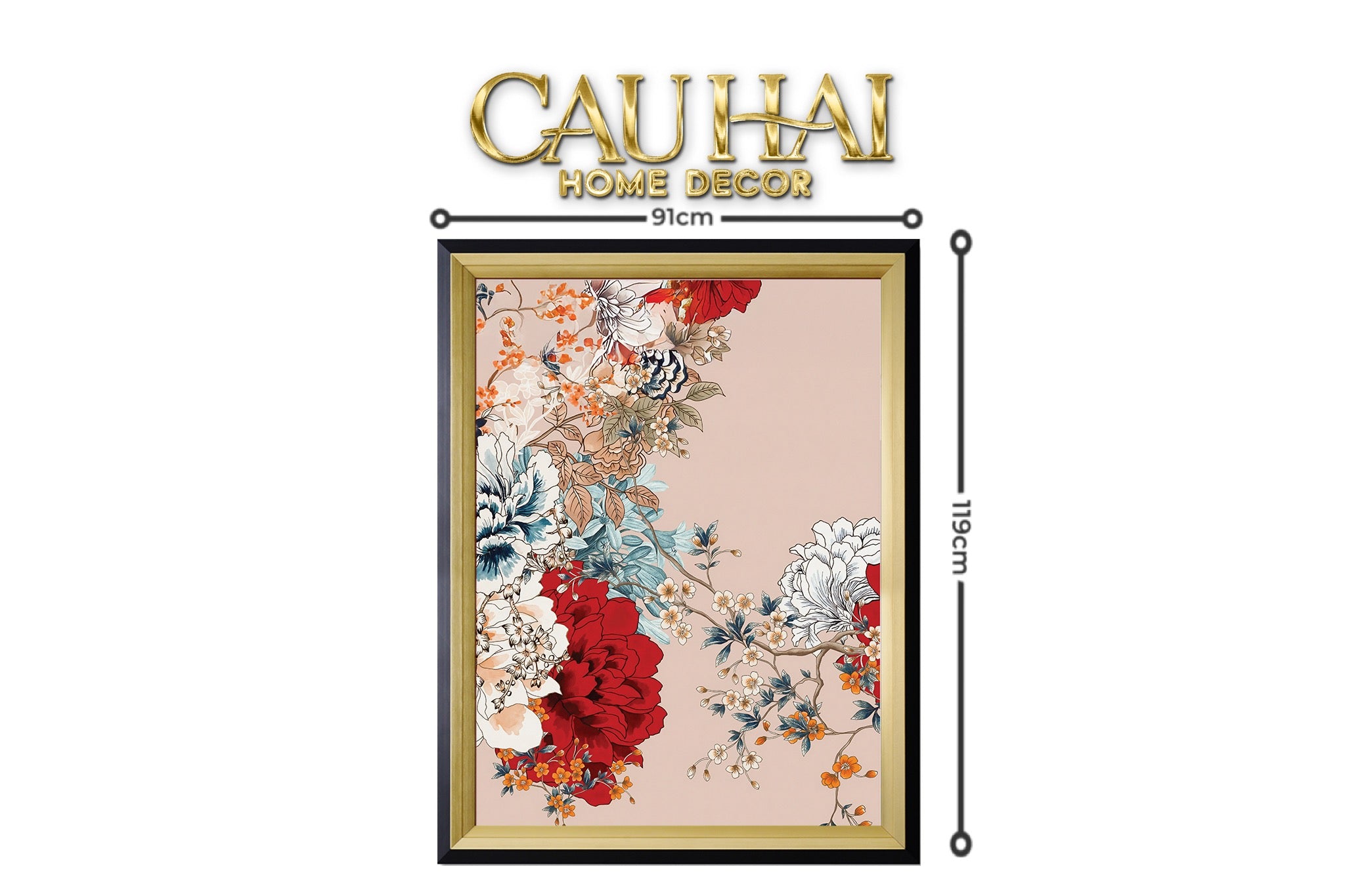 Tết Couture - Tranh Canvas Uv Gen5 Flora De Fortune Pivoine Impériale 91x119 - CẬU HAI HOME DECOR
