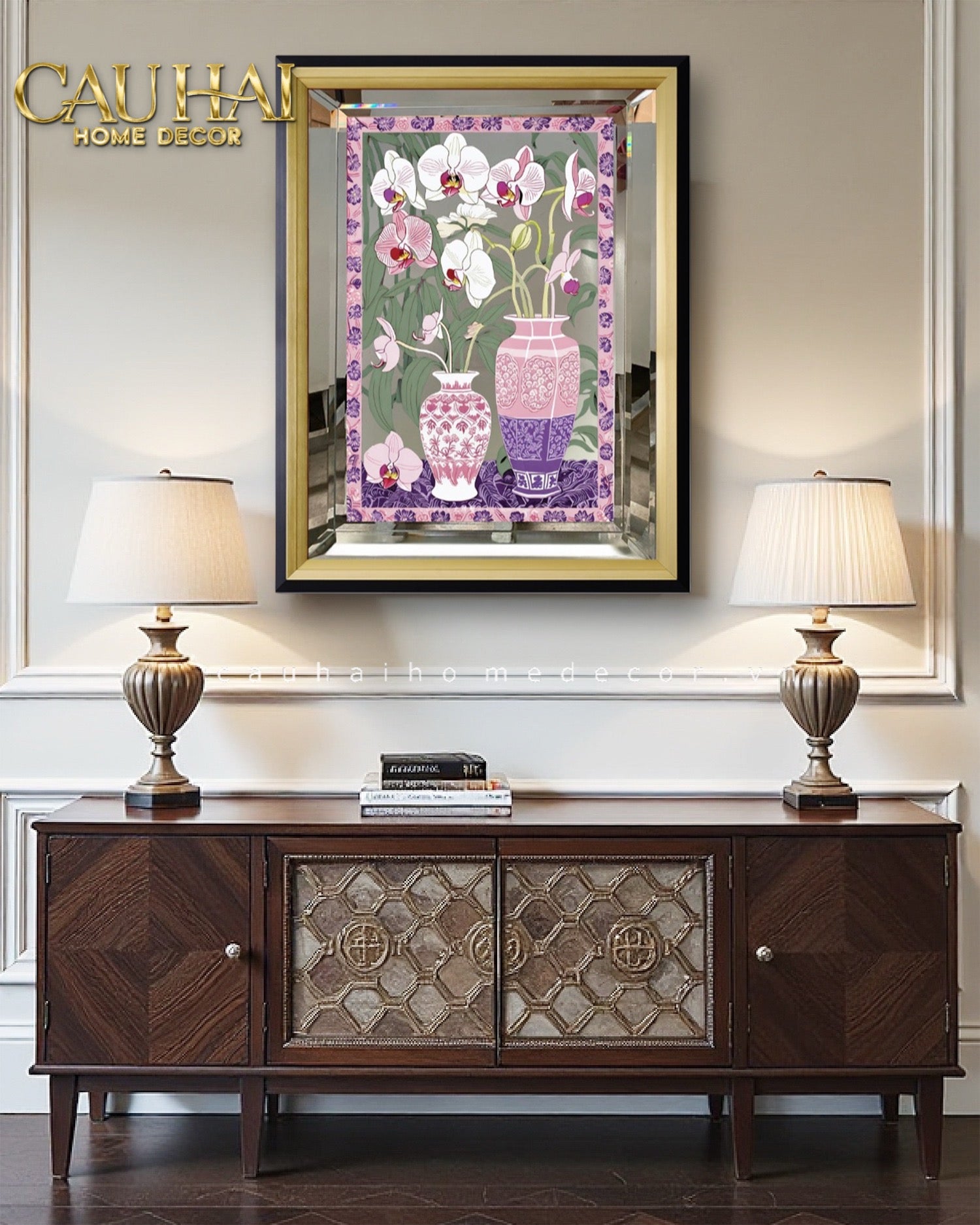 Tết Couture - Tranh Gương UV Gen5 Flora De Fortune Violet Orchidée 108x108-TRANH TREO TƯỜNG-CẬU HAI HOME DECOR